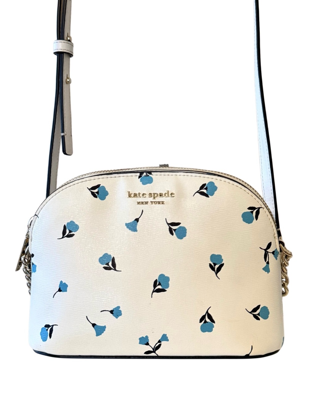 Kate Spade Spencer Dainty Bloom Small Dome Bag Chain Crossbody White Blue Floral - Picture 5 of 17